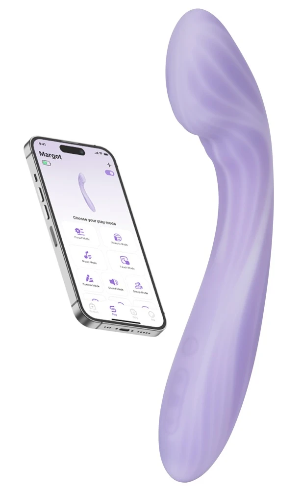 Margot Lilac, Margot App-gesteuerter G-Punkt-Vibrator mit Dual-Motor, flüsterleiser Power, ergonomischer Biegung, Wärmefunktion, Klitoris-Stimulation und wasserdichtem Silikon