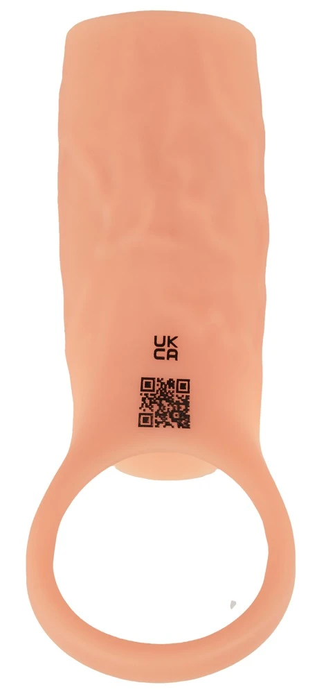 Realistixxx Real Sleeve open, Vibro-Penismanschette mit Hodenring für mehr Umfang und intensivere Vibrationen 10 Modi für verstärkte Lust