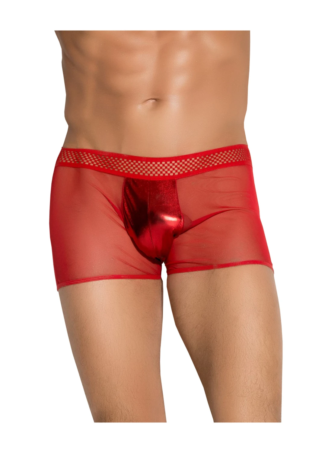 Rote Boxershorts aus Tüll und Wetlook von MeSeduce