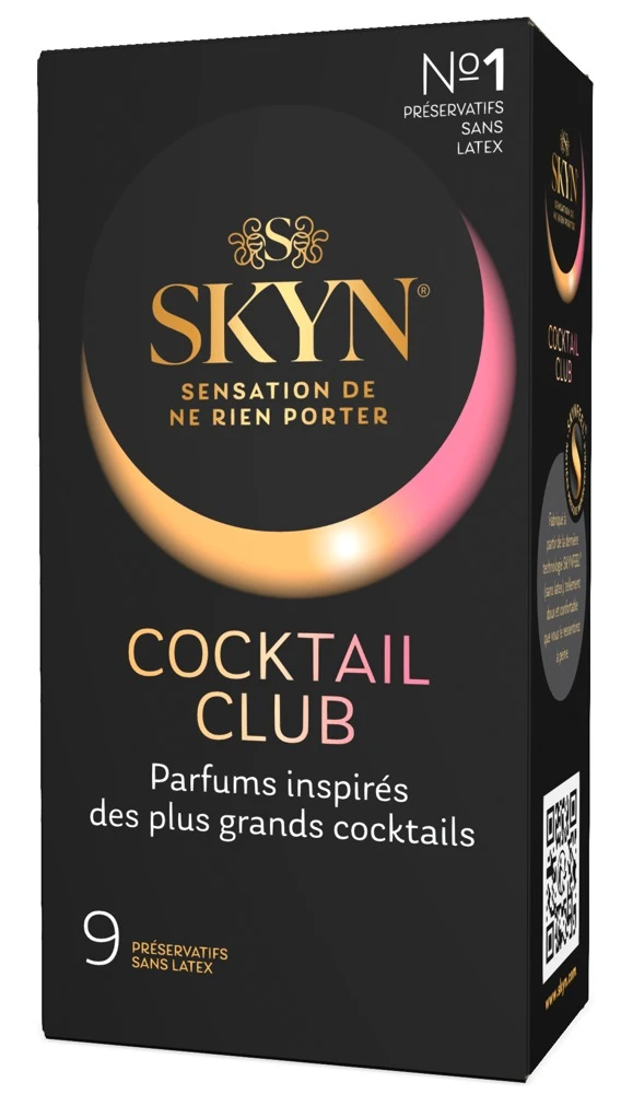Skyn Cocktail Club 9er FR, Aromatischer Kondom-Mix für heiße Nächte – ultradünn, gefühlsecht, latexfrei und perfekt für sinnliche Momente in Deinem sexy Wetlook- & Netz-Style