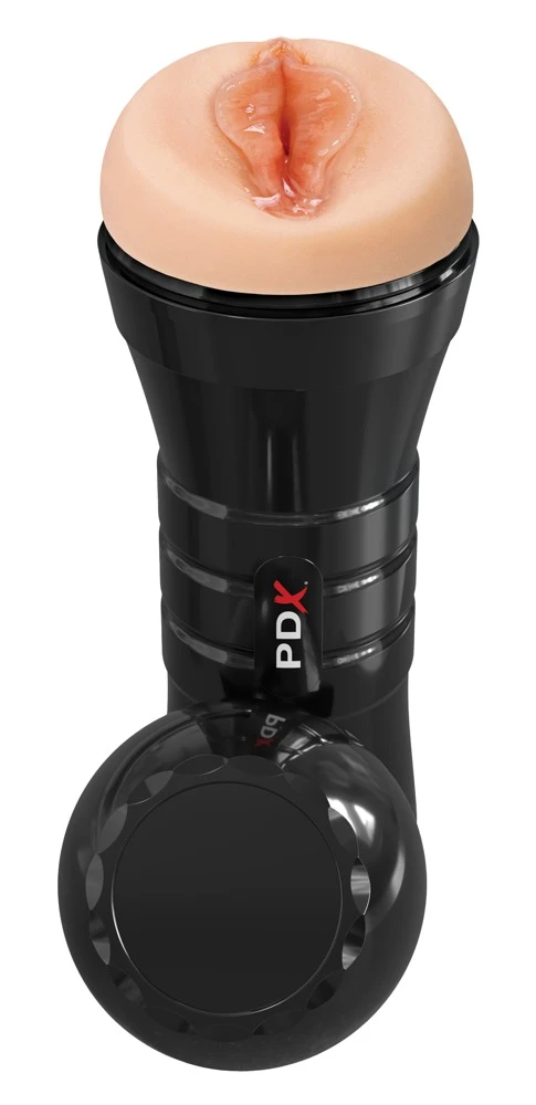 PDXE WetP. Luscious Lips XXL L, Realistischer Masturbator XXL in Vagina-Optik mit Stimulationsstruktur und Saugkontrolle – ohne Gleitmittel