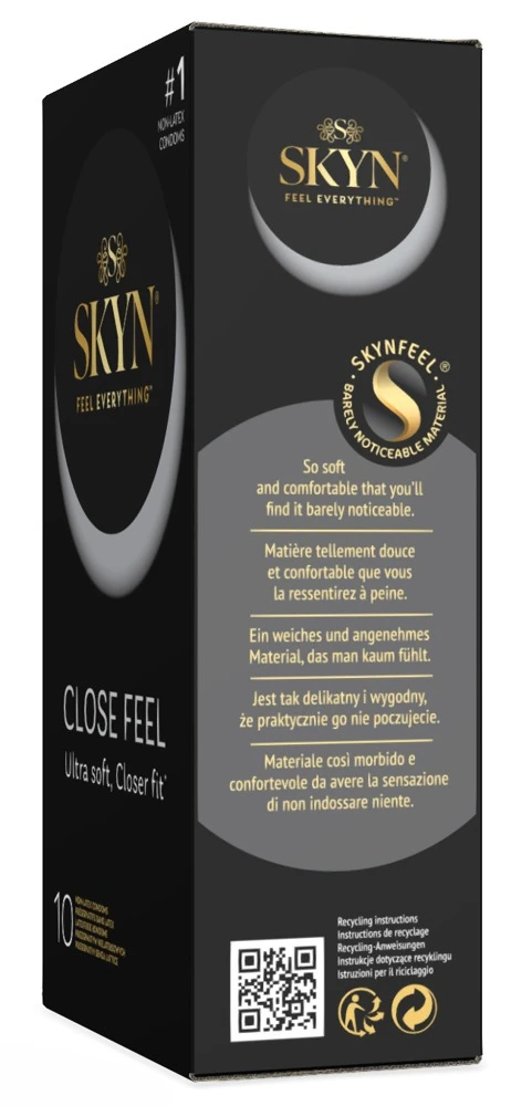 SKYN Close Feel 10er, So fühlt sich Nähe an: Vegane, latexfreie Kondome aus Sensoprene in schmaler Passform für gefühlsechte, seidige Intimität