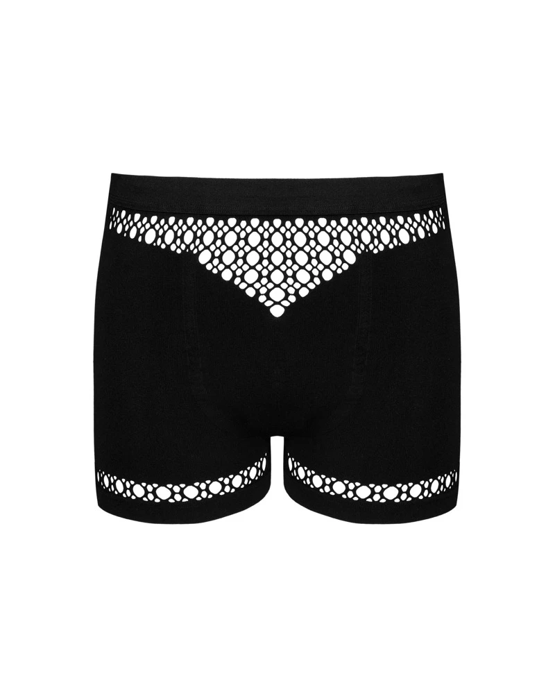 Obsessive Schwarze Pants mit hautdurchblitzenden Cut-outs in Netzoptik an Bund und Bein. Aus weichem Stretchmaterial mit bequemem Bundgummi.