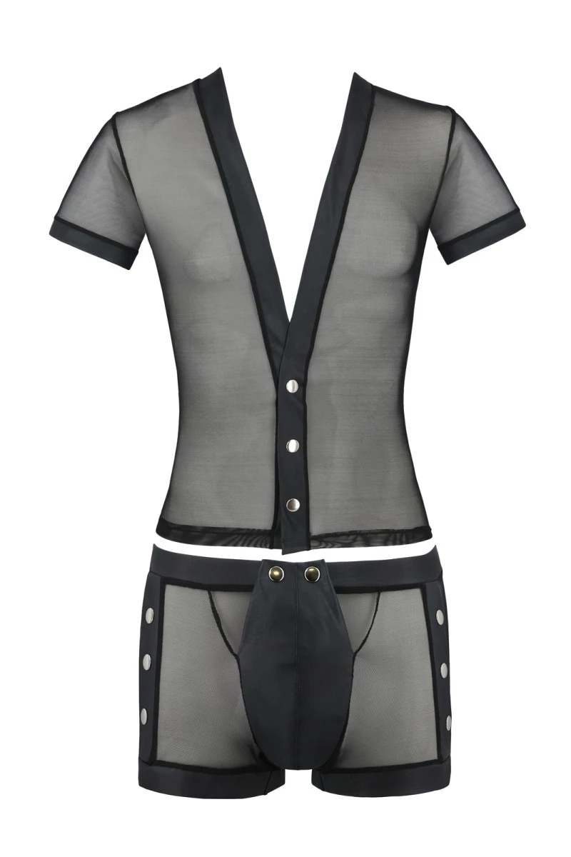 Herren Set 052 bestehend aus Hemd und Shorts aus matten Kunstleder von Passion Menswear