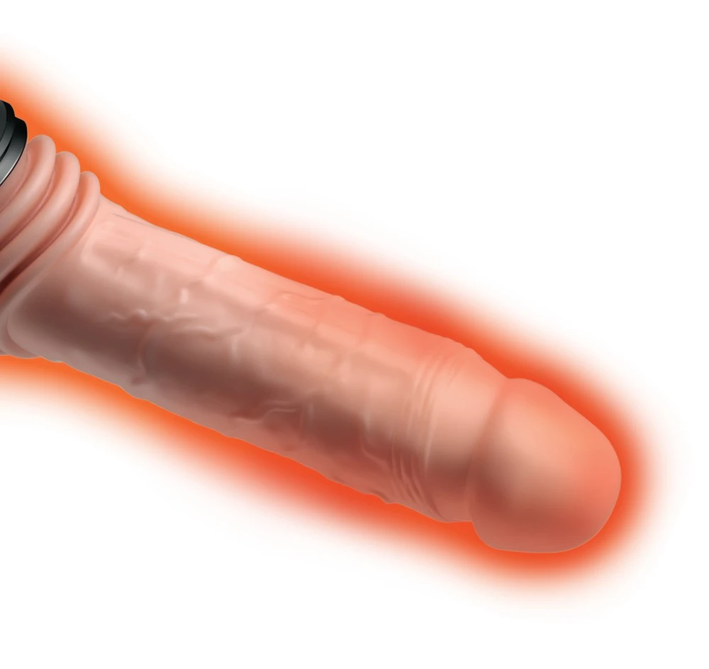 KCP 5in. Sil.Thrusting Cock Pr, King Cock Plus Thrusting Cock Pro Stoßvibrator im naturgetreuen Penislook mit 10 Stoßmodi, intensiven Vibrationen und 2-stufiger Wärmefunktion