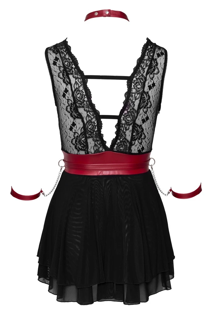 Cottelli Verführerisches Babydoll-Set: Sinnliche Spitze, Mattlook-Akzente und verstellbare Extras