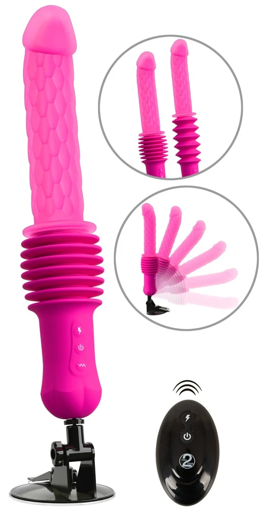 RC Warming Fucking Machine Pin, Stoßvibrator mit Wärmefunktion, Fernbedienung & Saugfuß – kraftvolle 5 cm Stoßlänge, intensive Vibes im Riffel-Design