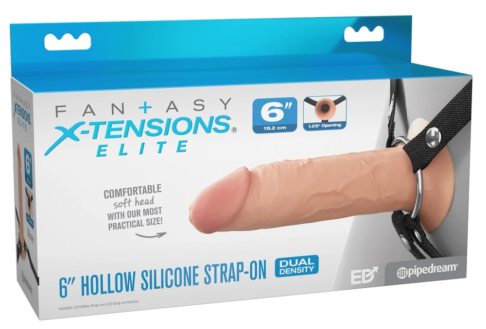 FXTE6 Hollow Strap-On Light, Erlebe intensive Performance mit der 6 Hollow Silicone Strap-on Penishülle verstellbar, soft und voller Lust