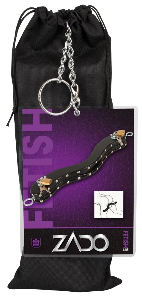 Le Humbler, Humbler Hodenpranger mit Lederbezug, 2 Schlössern, Schlüsseln und seitlichen Fesselringen für intensive BDSM Spiele – ZADO