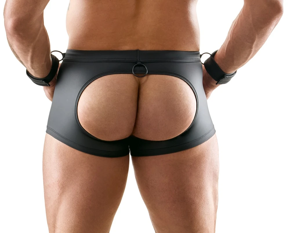 Herren Jock, Svenjoyment Mattlook Pants po-frei mit Reißverschluss, Fesselringen und Handmanschetten für aufregende Momente