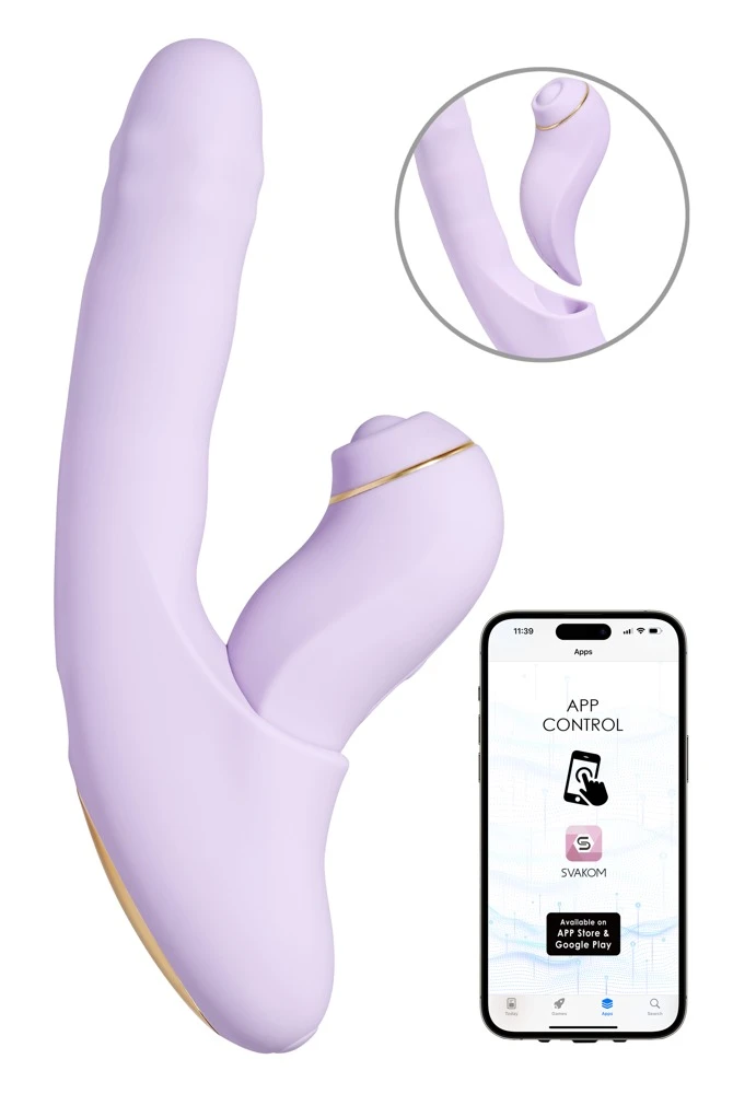 DuoGlow Pastel Lilac, DuoGlow 2-in-1 Toy mit stoßendem Perlenvibrator und pulsierendem Stimulator, einzeln oder kombiniert nutzbar, flüsterleise Power direkt oder bequem per App steuerbar