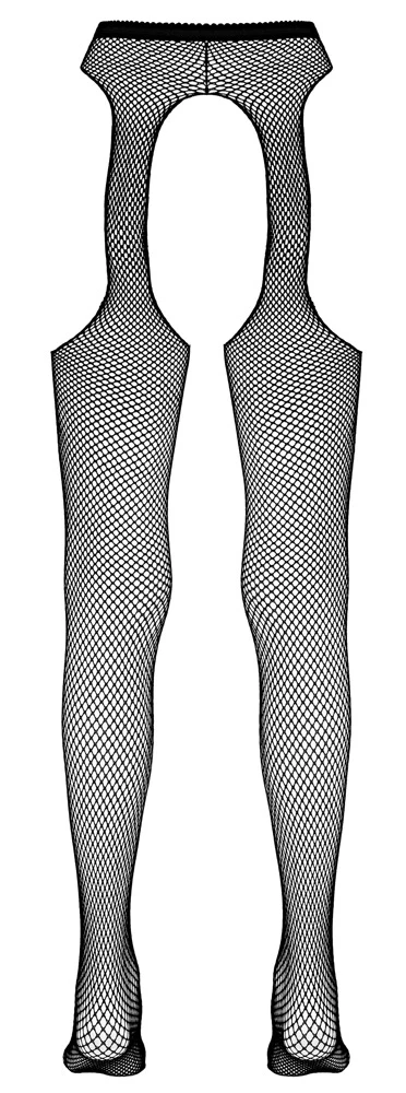Cottelli Sexy erotisch Reizwäsche Straps-Strumpfhose Netz Ouvert Cut-outs nahtlos elastisch schwarz verführerisch bequem
