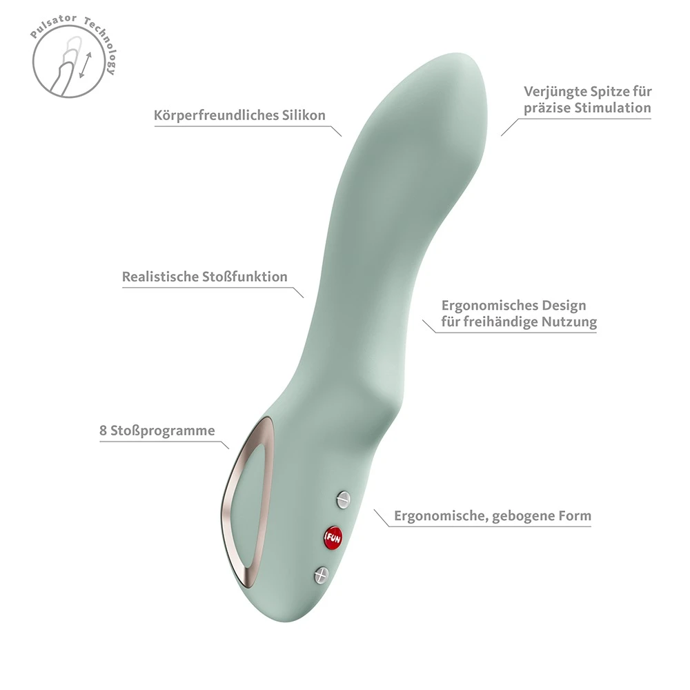 Stronic Dive Light Green, Stylischer G-Punkt-Vibrator mit pulsierender Stoßfunktion, 8 Modi, voluminöser Spitze & freihändig nutzbar