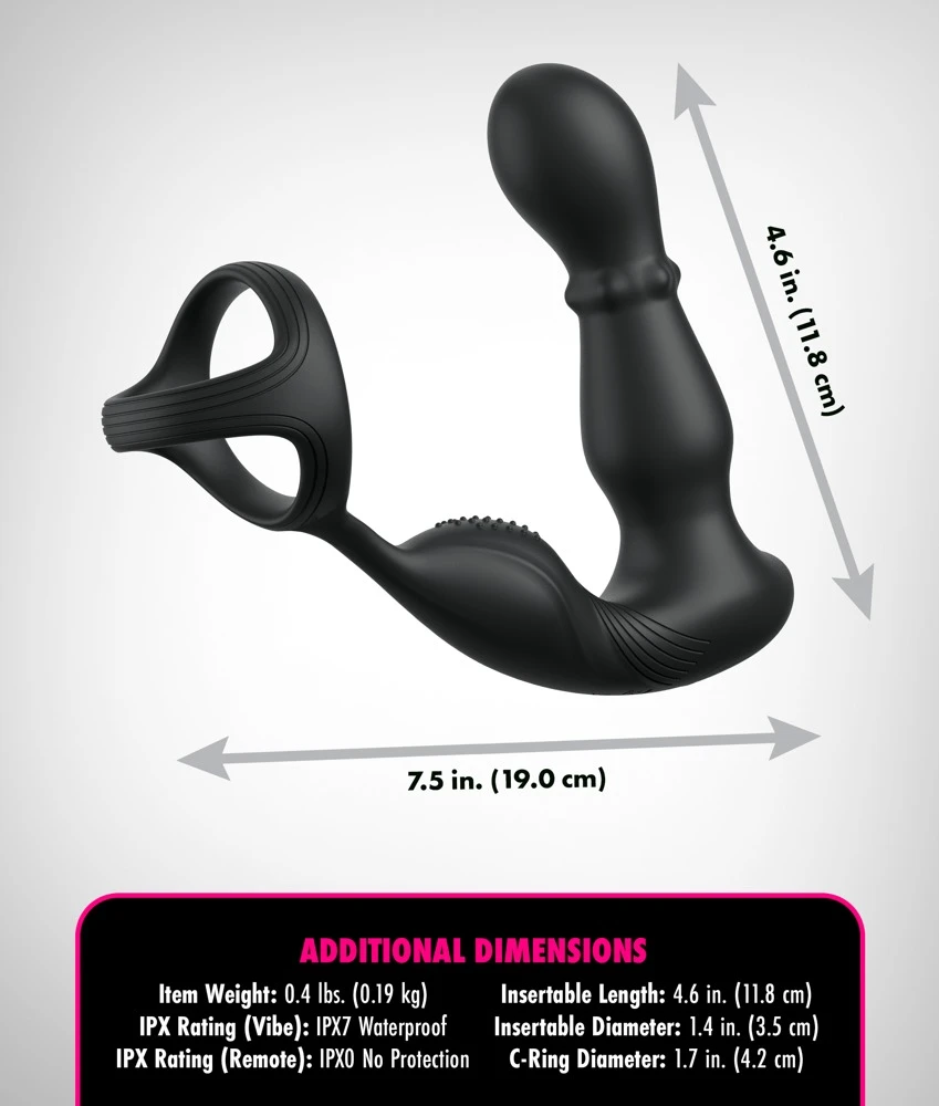 AFE Ass-Gasm Slide & Glide Black, Intensiver Analspaß mit Perlenmassage, vibrierendem Perineum-Stimulator und Penis-/Hodenring – 10 Vibrationsmodi, fernbedienbar