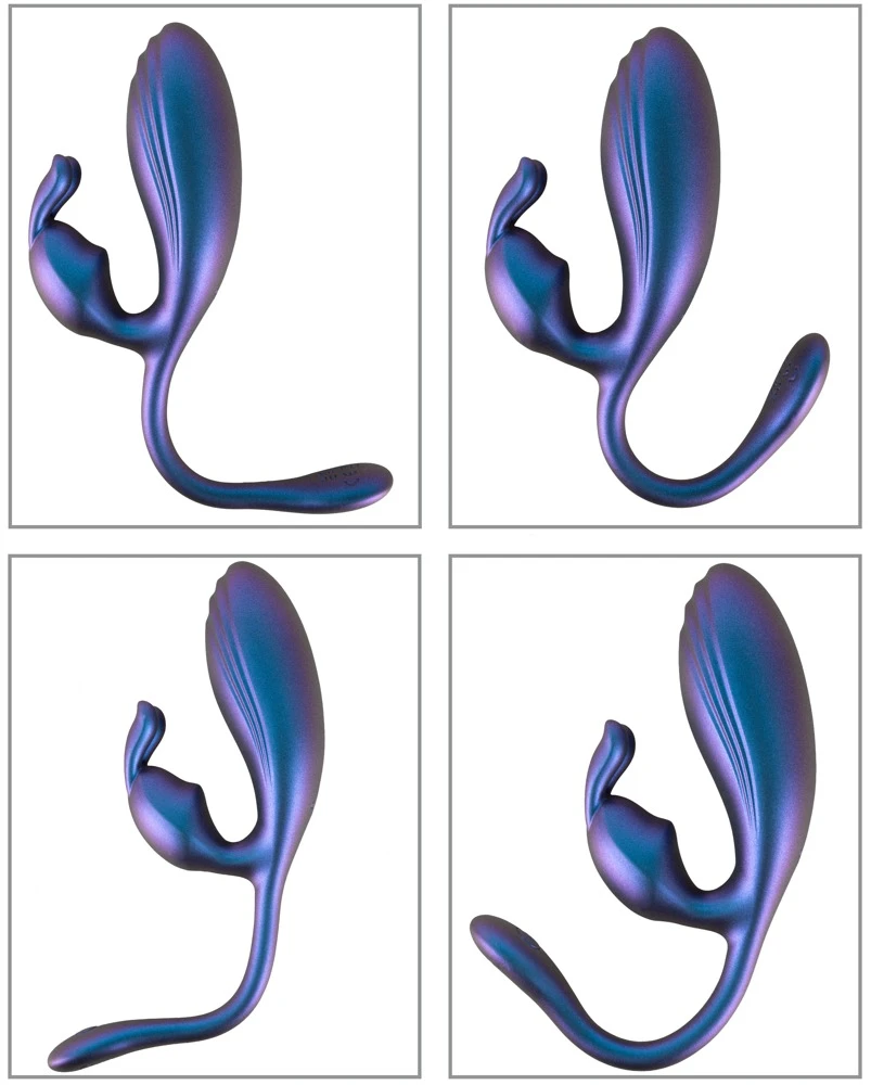 Smile Metallic Flexible Double, Sweet Smile Vibro-Ei mit Vibro-Bunny – flexibles Metallic-Silicone Toy im schimmernden Glossy-Look mit zwei Motoren für intensive Dual-Stimulation von Vagina und Klitoris