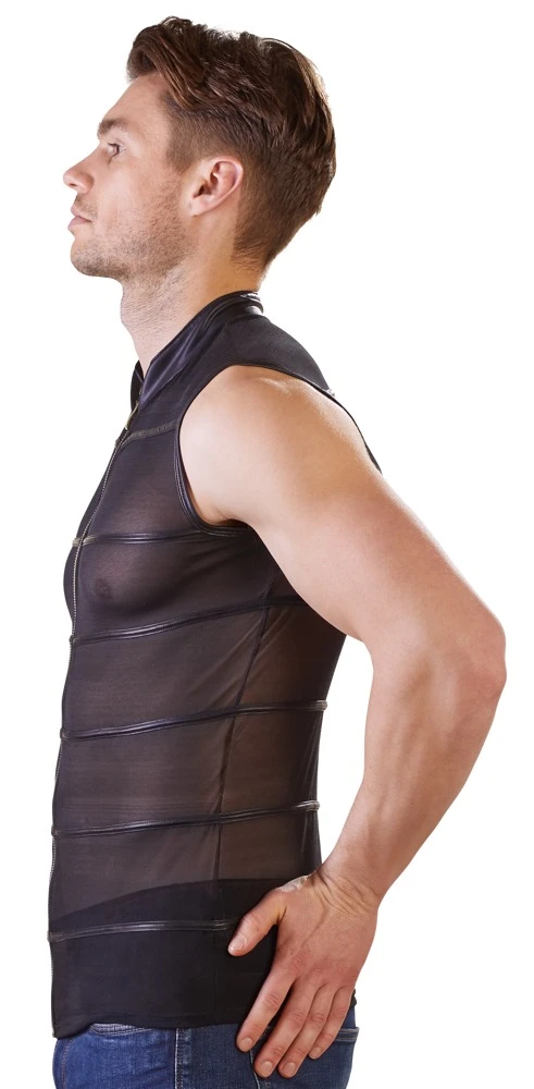 Herren Shirt, NEK, der Inbegriff maskuliner Verführung dieses Powernet-Shirt mit Stehkragen und Frontreißverschluss zeigt, was Du hast!