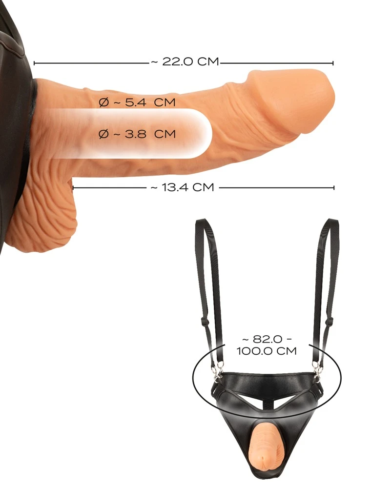 Realistixxx Strap-On Hollow, realistixxx Strap On Hollow – Aufreizender Strap-on mit hohlem Silikondildo zur Penisverlängerung, verstellbarem String für Pegging und Rollenspiele