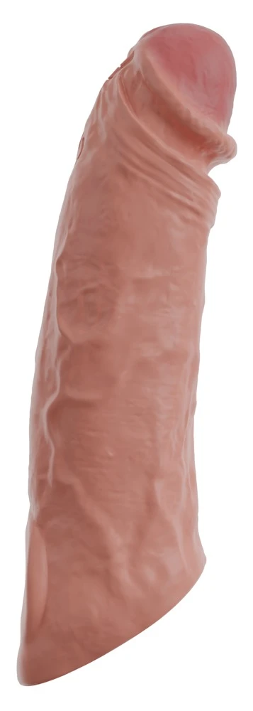 Realistixxx Vibrating Penis Sl Vibro-Penishülle mit Hodenring – verlängert um 6,5 cm, verdickt spürbar und liefert mit 10 starken Vibrationsmodi per Fernbedienung intensive Stimulation für heiße, tiefe Lustgefühle