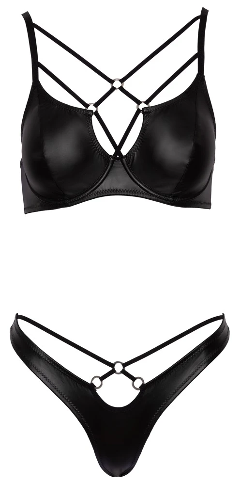 Cottelli LINGERIE BH und Riostring Set Dessous Set edler Mattlook Bondage Style Cottelli LINGERIE BH und Riostring Set Dessous Set edler Mattlook Bondage Style