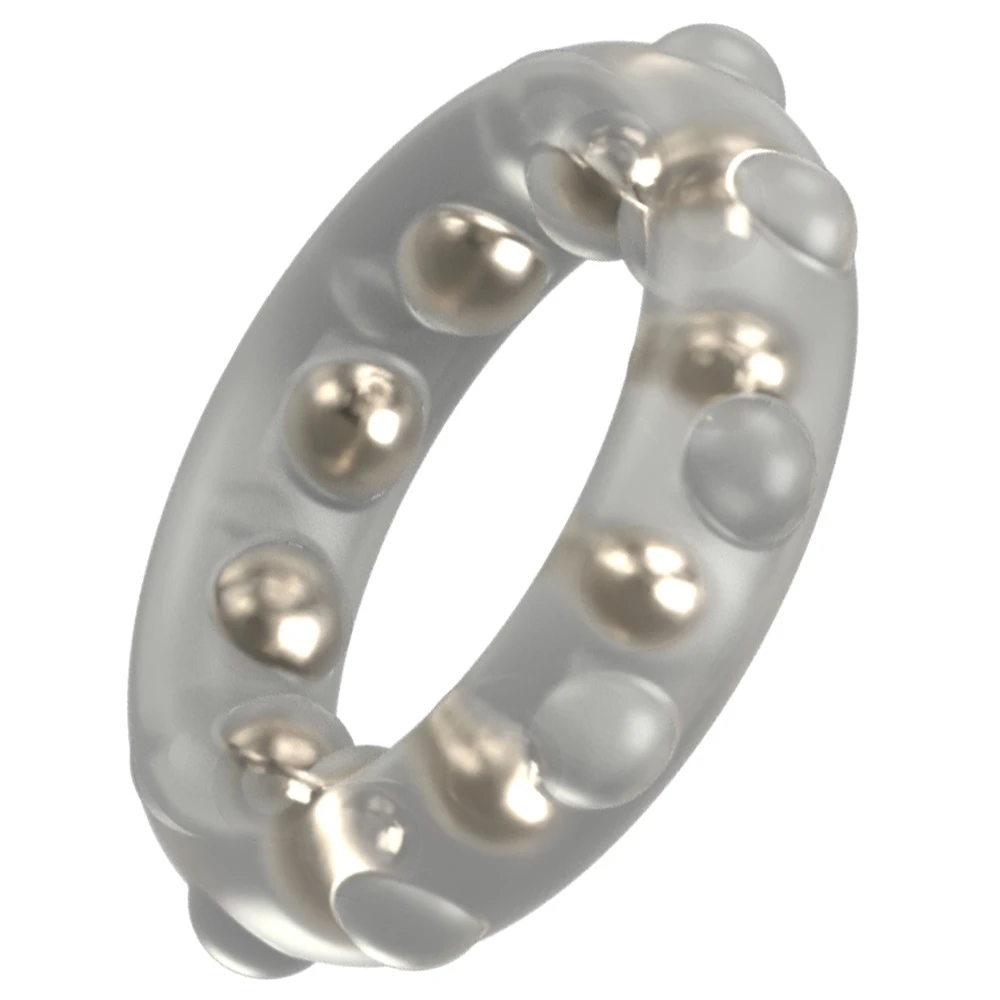 Rebel Cock Ring With Metal Bal, Rebel Cock Ring with Metal Balls – Aufreizender transparenter Noppen-Penisring aus softem Silikon mit Metall-Massagekugeln für intensiven Lustgenuss
