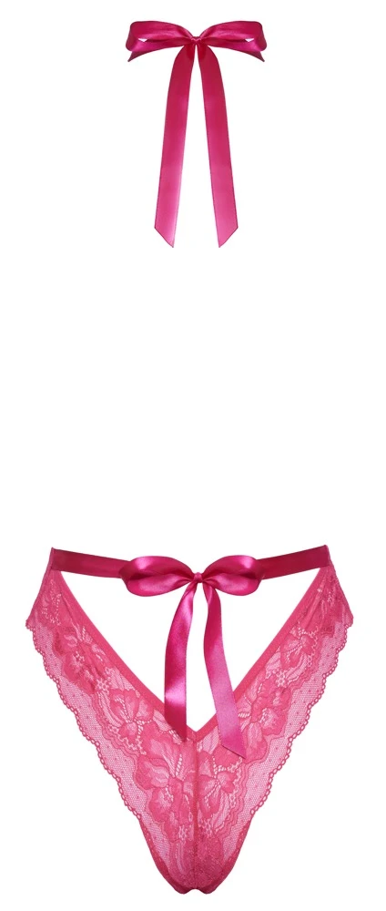 Frech verspielter Body von kissable komplett aus feiner pinkfarbener Spitze.