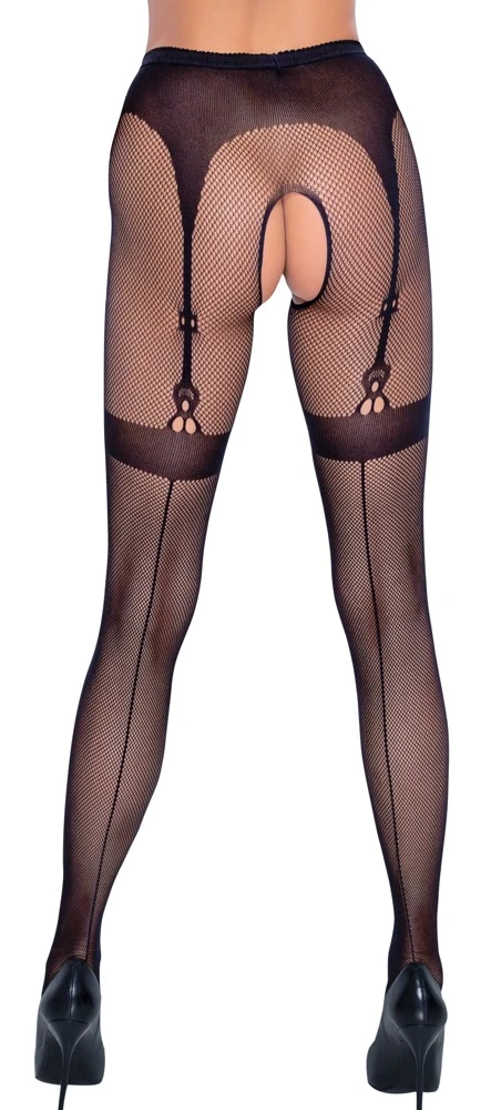 Cottelli Verlockende Versuchung: Die sinnliche Netz-Strumpfhose mit Strapsgurt-Optik und offener Einladung