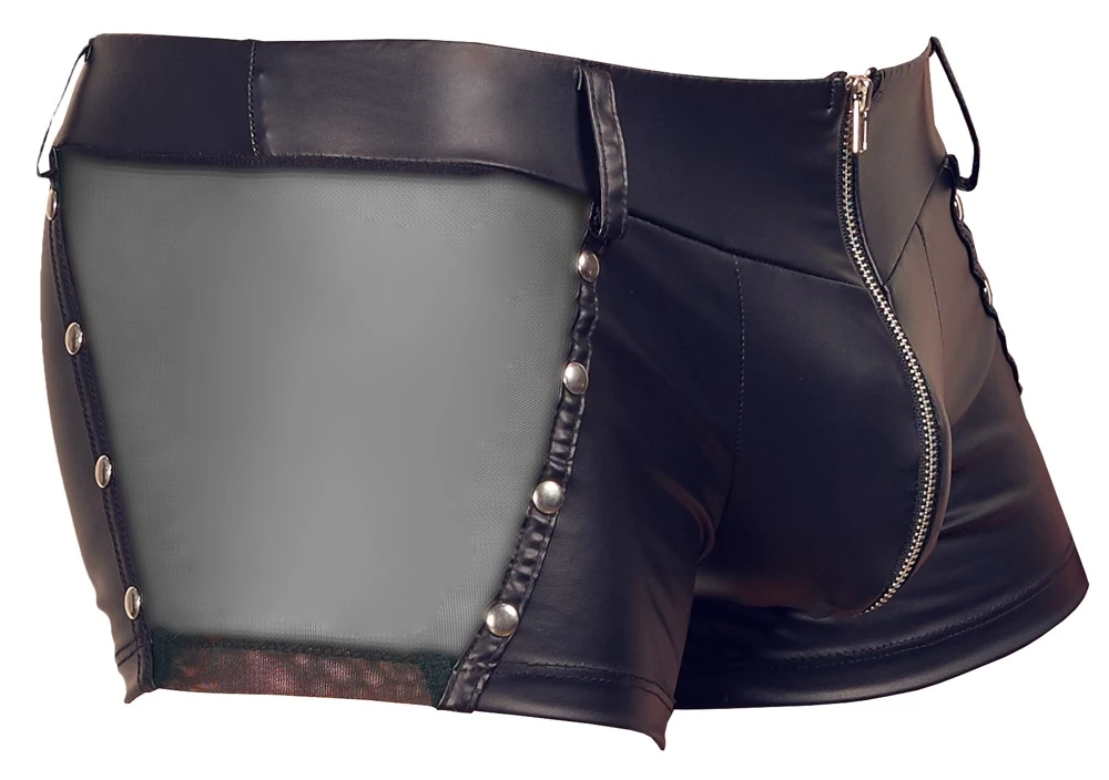 Betonende Pants von Svenjoyment im trendigen Mattlook, jeweils seitlich mit transparentem Netz-Einsatz und Nieten-Verzierung.