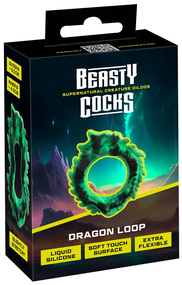 Beasty Cocks Dragon Loop, Dragon Loop Penisring im Drachen-Design aus softem Silikon für intensive Erektionen & kraftvolles Feeling