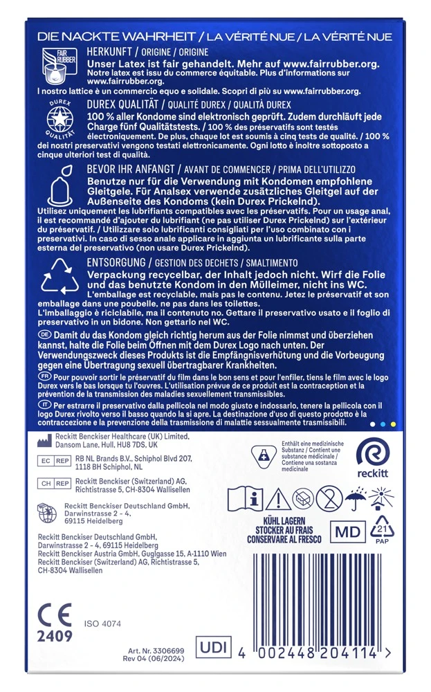 Durex Performa 10er, Länger lieben, intensiver genießen: Transparente Kondome mit Verzögerungsgel, Silikongleitgel und Easy-on-Passform für ausgedehnten Spaß