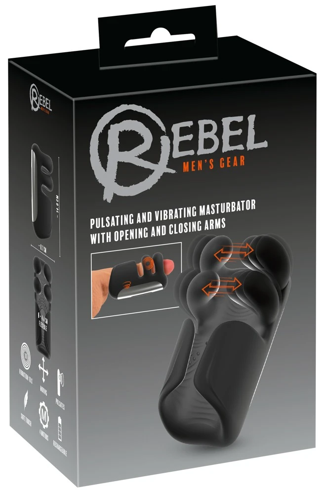 Rebel Puls.&Vibr. Masturbator, Masturbator mit Pulse, Vibes & Greifmassage, beweglichen Vibro-Fingern und 10 Vibrationsmodi für intensive Momente – Rebel