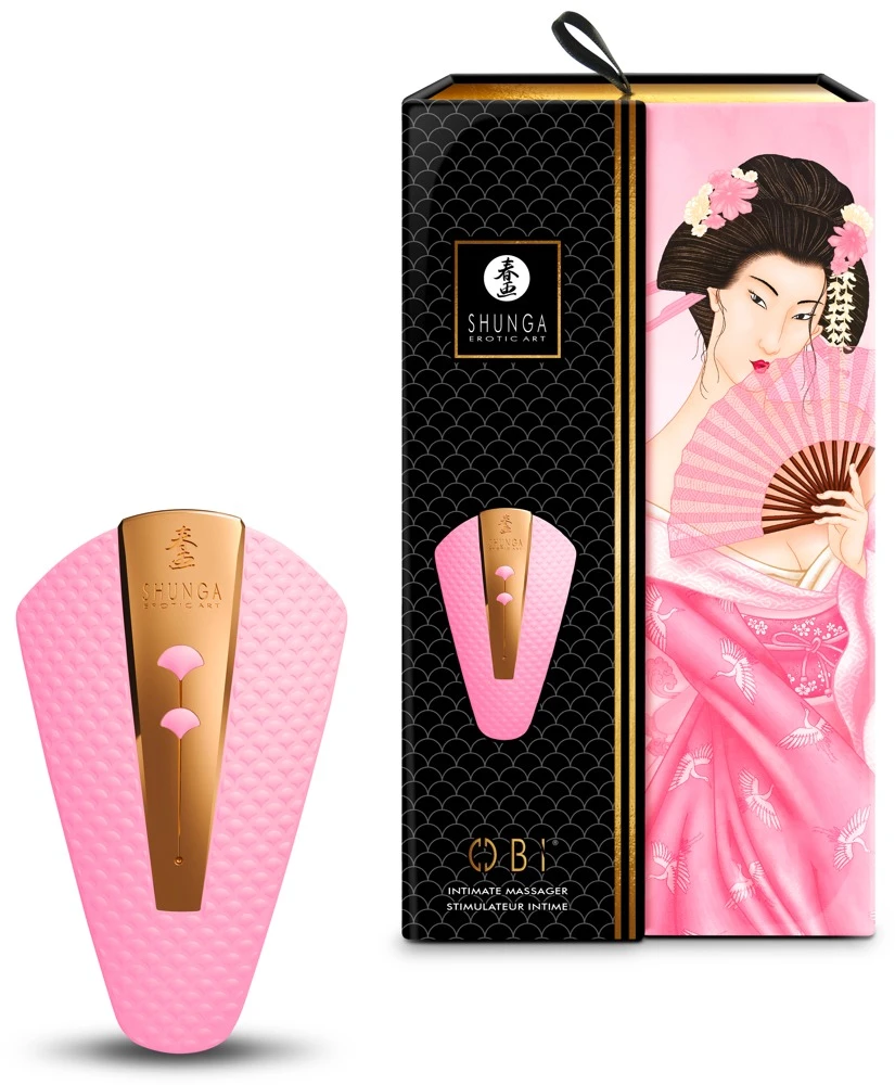 Luxuriöser Auflegevibrator Obi von Shunga im durchdachten eleganten Design mit flexibler Spitze.