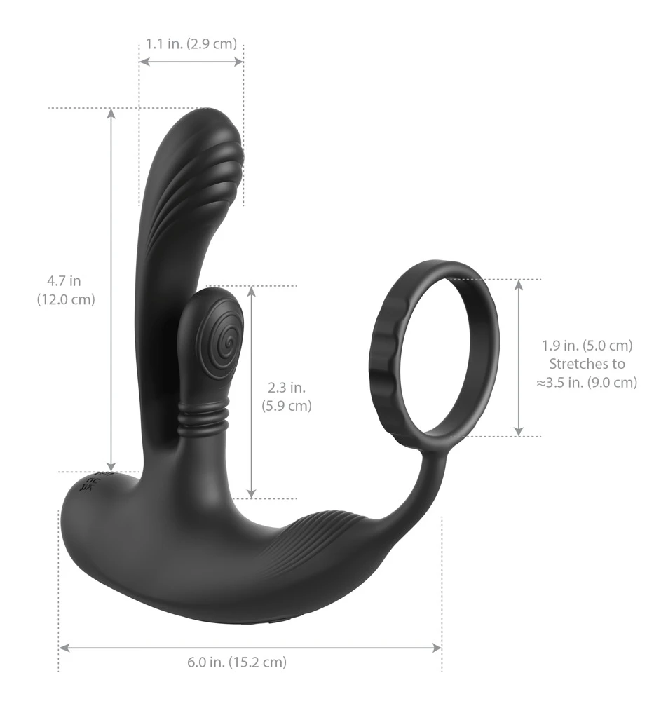 AFE Ass-Gasm IntiMotion Black, Anal Fantasy Elite Ass-Gasm IntiMotion Analvibrator mit Prostata-Stimulator, Penisring, 4 Motoren & 10 Vibrationsmodi für Ihn