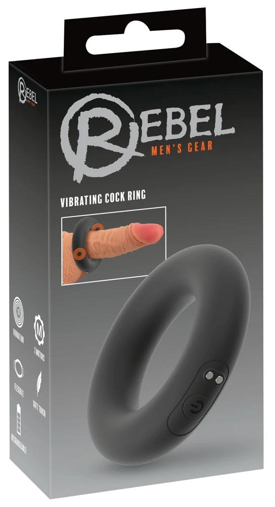 Rebel Vibrating Cock Ring, Rebel Vibro-Penisring – Prall, breit und aufregend: 10 leise Vibrationsmodi für intensive Lust zu zweit oder solo