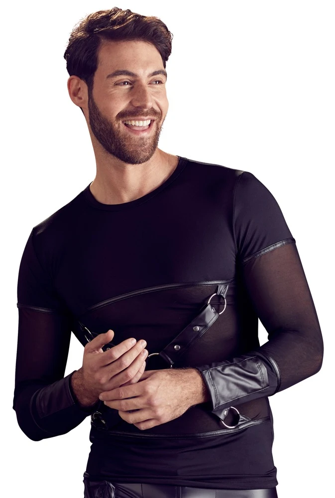 NEK Longsleeve im Mattlook, mit stilsicherem Powernet-Einsatz in der Front und abknöpfbare Brustharness.
