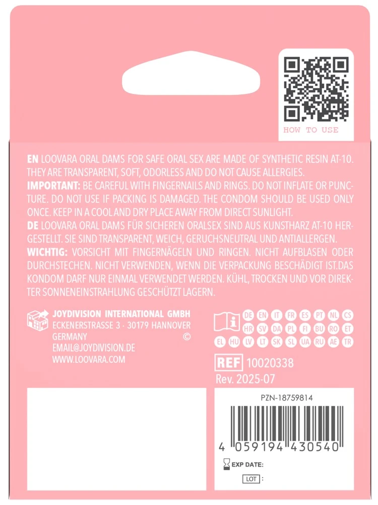 Loovara Oral Dams 3er, Loovara Oral Dams Lecktücher ultradünn vegan latexfrei transparent für hygienischen Schutz beim Oralverkehr