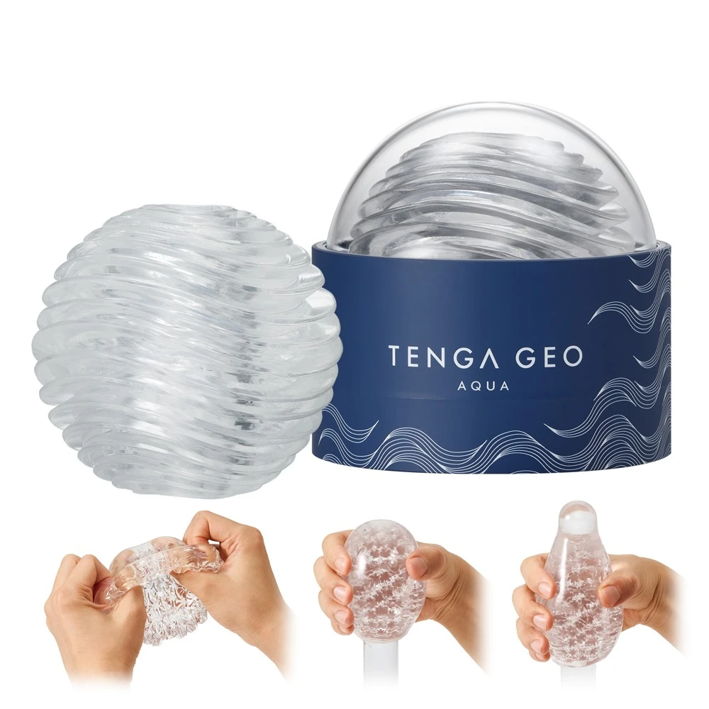 Tenga GEO AQUA, TENGA GEO AQUA Masturbator transparent mit soften Wellenstrukturen für intensive Massage & geschmeidiges Spiel