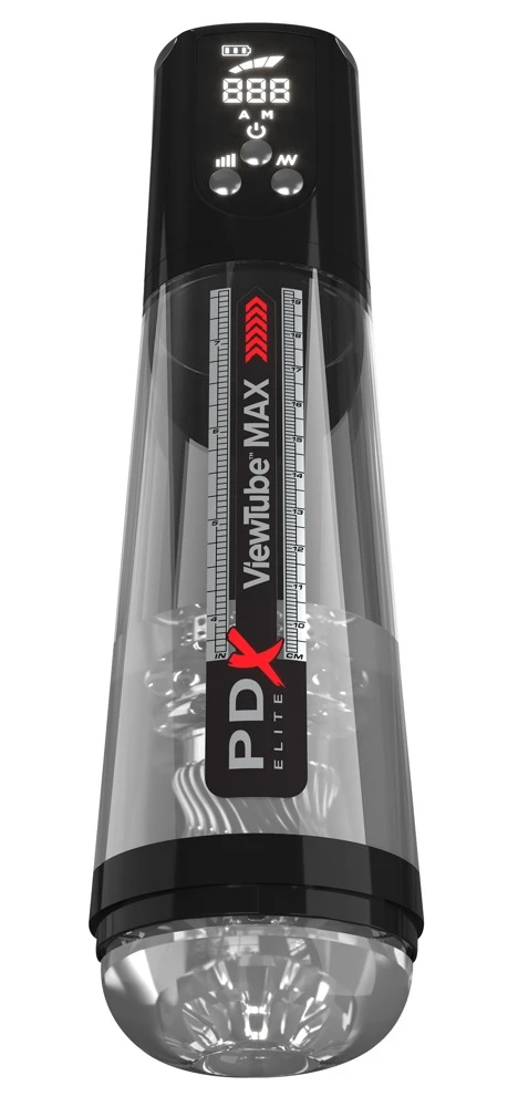 PDX Elite ViewTube MAX Black, MAXimaler Blowjob-Spaß: Automatischer Masturbator mit Licht, Vibration, und individuell einstellbarer Saugkraft!