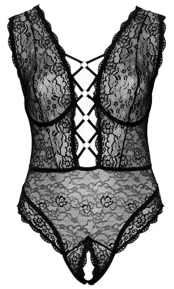 Cottelli Body aus weicher Stretch-Spitze mit einladend ouvert im Schritt