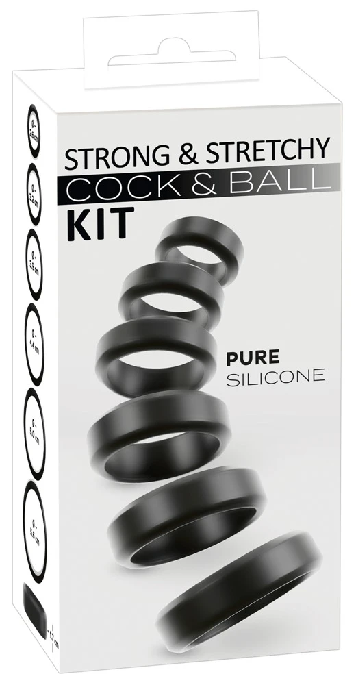 You2Toys Cock & Ball Stretching Kit mit 6 Silikonringen, dehnbar, anschmiegsam, einzeln oder kombiniert tragbar Cock&Ball Kit Strong&Stretchy