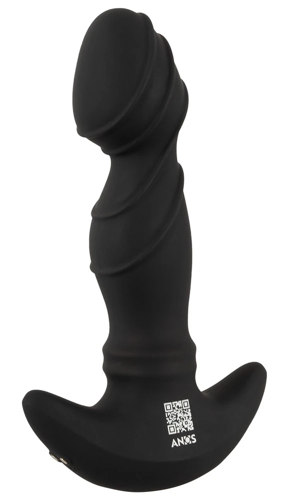 ANOS Moving Rings Butt Plug, ANOS Prostata-Vibrator mit 2 Motoren – intensiver P-Punkt- und Rimming-Genuss durch bewegliche Ringe, 10 Vibrationsmodi und reizstrukturierte Rillenspitze für anales Vergnügen der Extraklasse