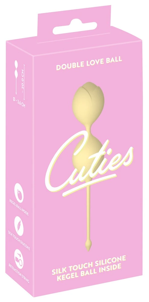 Cuties Love Balls Yellow, Liebeskugel-Duo mit schwingenden Innengewichten 84 g für intensives Beckenbodentraining diskret und komfortabel Cuties