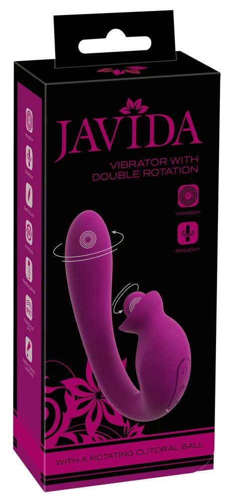 Javida 2F Vibrator Double Rota, Vibrator mit Doppelrotation für intensive G-Punkt- und Klitorisstimulation, 10 Modi und getrennte Steuerung von Javida
