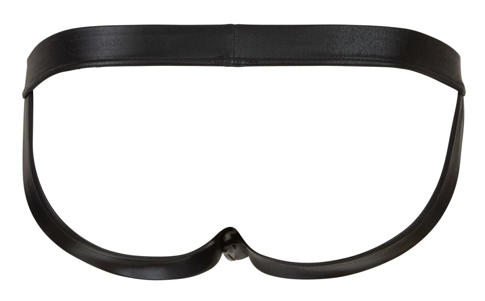 Verführerisch glänzender Jock in schwarz. Mit elastischen Bundgummi.