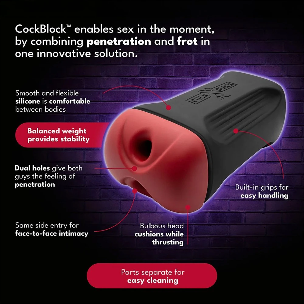CockBlock FROT Massager, Masturbator für 2 Penis-an-Penis doppelte Lust Real Feel TPE Silikon anpassbar Face-to-Face Spaß