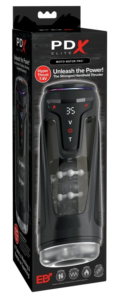 PDXE Moto-Bator Pro Light, Kraftvolle Stoßmassage, intensive Vibration & Wärmefunktion, der Moto-Bator Pro sorgt für heiße Höhepunkte mit Stil.