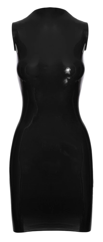 Ärmelloses Minikleid aus Naturlatex mit kleinem Stehkragen. Sitzt schön eng wie eine zweite Haut.