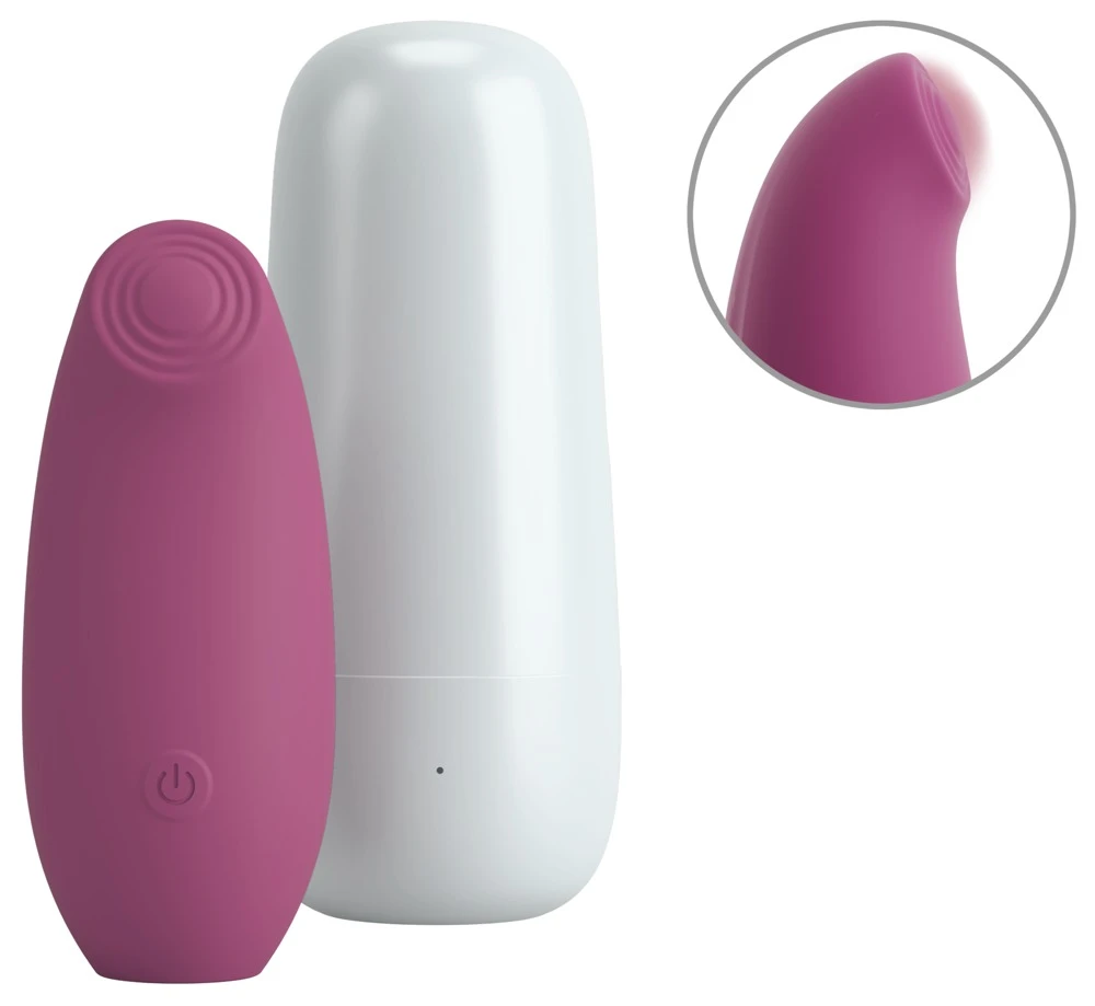 beau coeur Omino Thumping Stim, OMINO Charging Case Stimulator – kompakter Auflege-Stimulator mit pulsierender Klopf-Funktion, Ladebox und diskretem Design