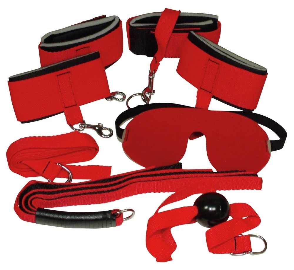 Bad Kitty 8-teiliges Bondage-Set Soft gepolstert in Rot.