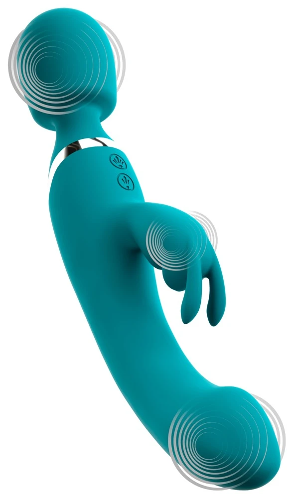 Smile 3in1 Wand, Rabbit and Vi, Sweet Smile 3in1 Wand Rabbit Vibrator – Aufreizendes Massage-Toy mit 3 leisen Motoren, 20 Vibrationsmodi und getrennter Steuerung