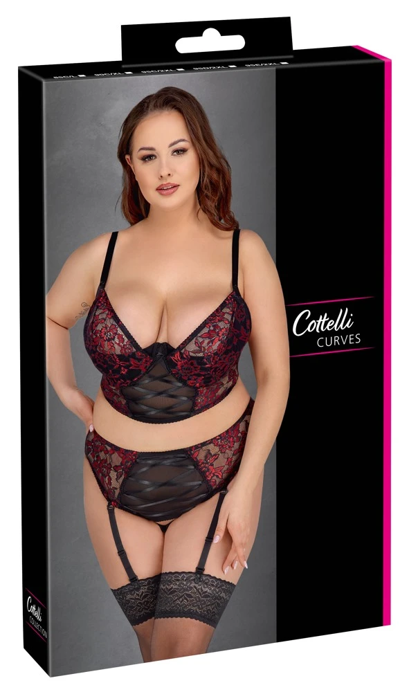 Cottelli Verführerisches Dessous-Set mit Spitze und Satin-Zierschnürungen